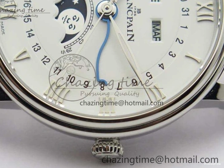 0416 FreshLook Villeret 6654 SS Complicated Function OMF 1:1 Best Edition White Dial On Brown Leather Strap A 8119